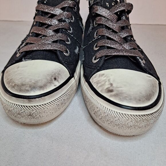 Blowfish Malibu Kensie Distressed Sneakers Women's Sz 11M Black Canvas - Picture 6 of 10